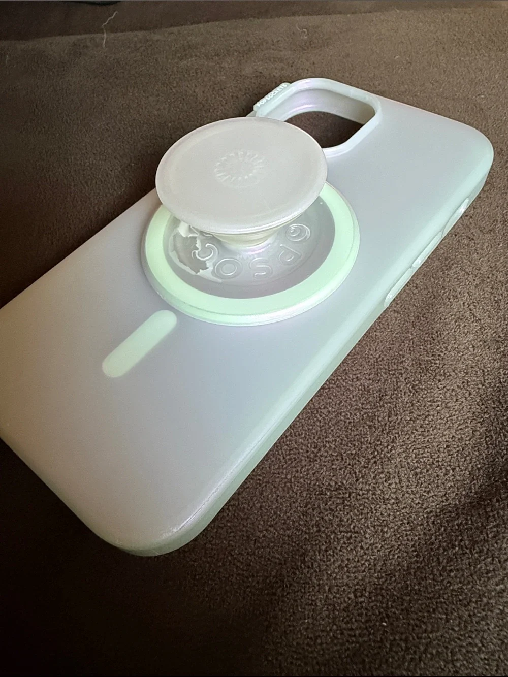 PopSocket iPhone 15 Case with MagSafe PopSocket — Iridescent White and Lavender